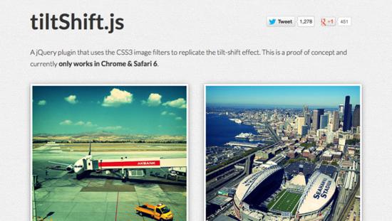 Demonstration of TiltShift. js plugin