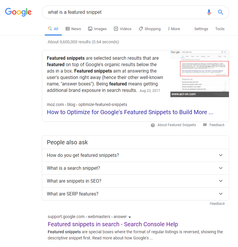 What is a Google featured snippet?