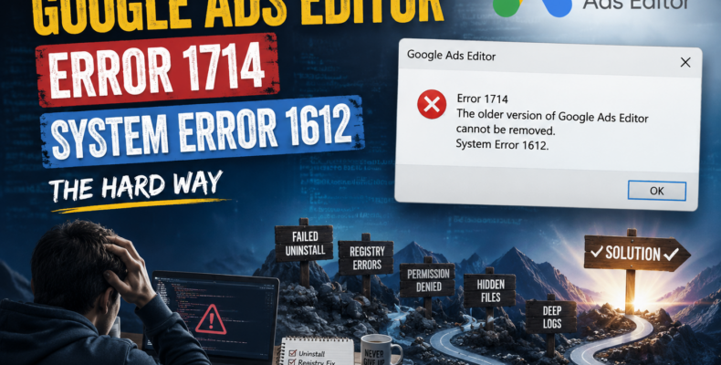 How We Fixed Google Ads Editor Error 1714 (System Error 1612) — The Hard Way