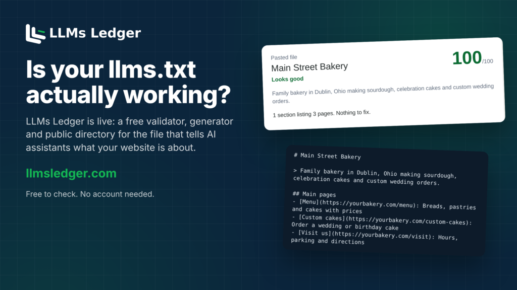 LLMs Ledger: Free llms.txt Checker, Generator & Directory