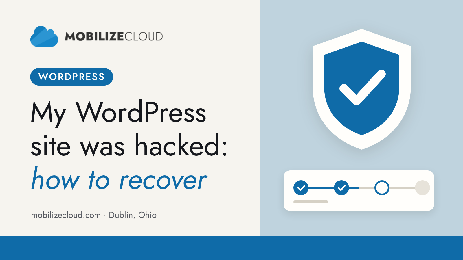 Featured image for My WordPress Site Was Hacked: Step-by-Step Recovery Plan, showing a security shield and recovery steps